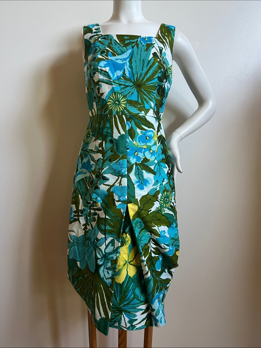Talbots Teal, Green & Yellow Floral Sundress